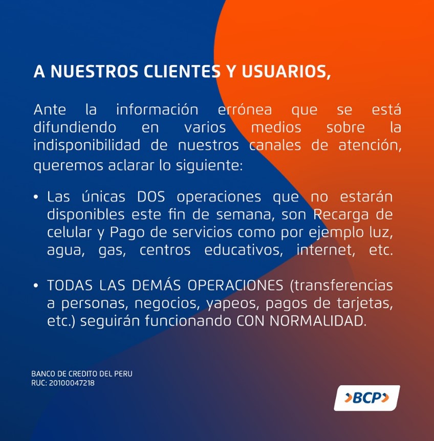 Yape en mantenimiento