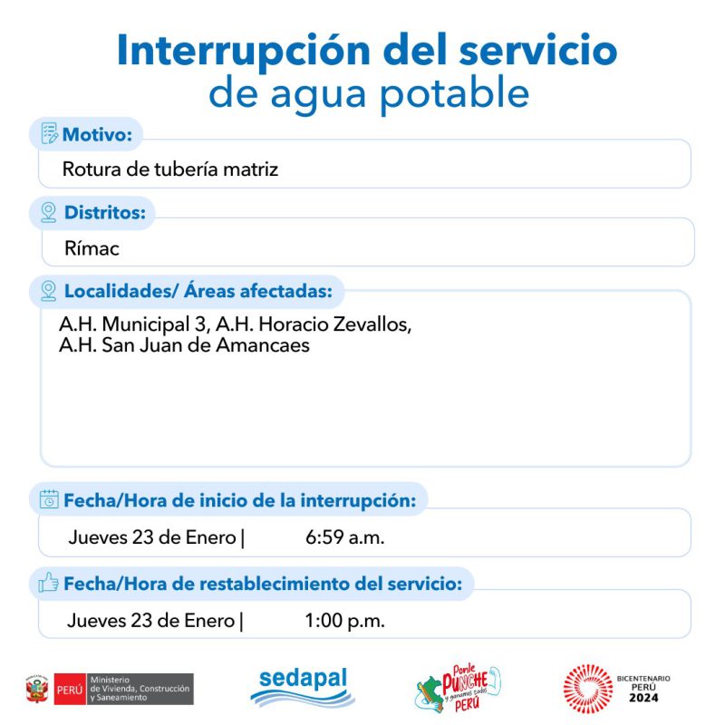 corte de agua 23 de enero