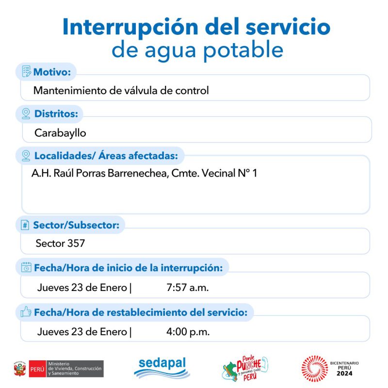 corte de agua 23 de enero