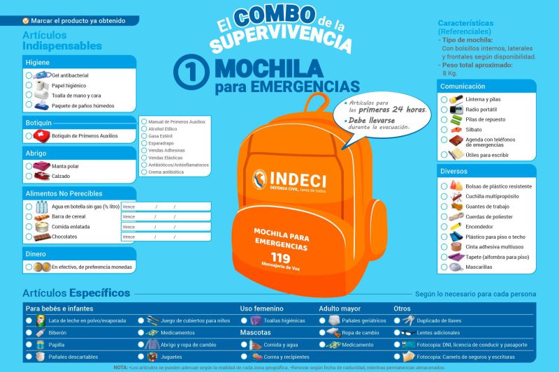 Mochila de emergencia.